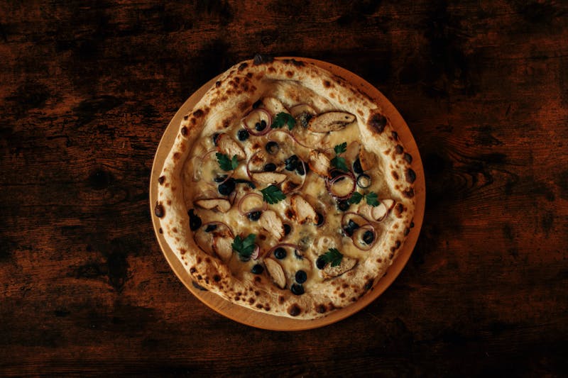 BBQ Chicken pizza with caramelised onions at Apache Pizza